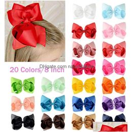 Hair Clips Barrettes 20Pcs 8 Bows Boutique Grosgrain Ribbon Big Large Bowknot Pinwheel Headbands For Baby Girls Teens Toddlers Kid Dhvgp