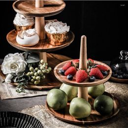 Bakeware Tools European Style Pastry Cakes Dried Fruit Multi-Layer Dessert Cake Stand Wooden Living RoomTray Fruits Cupcake Plate Household