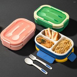 Dinnerware Sets Bento Box For Kid Adults Reusable Lunch Spoon Fork Storage Container With 3 Compartments Portable