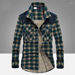 Men's Casual Shirts 2022 Spring Autumn Plaid Shirt Men Long Sleeve Turn-down Collar Cotton Mens Chemise Homme Plus Size