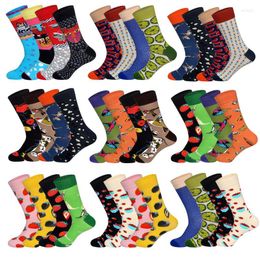 Men's Socks LIONZONE 4Pairs/Lot Kiwifruit Watermelon Strawberry Mens Fashion Street Wear Short Summer Gifts For Men