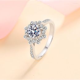 Cluster Rings 925 Sterling Silver 1 Ct Passed Diamond Test D Colour VVS1 Moissanite Luxury Ring Birthday Gift Fashion Jewellery For Women