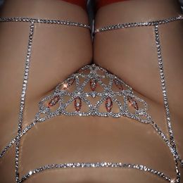 Festive Versatile Devil's Eye Red Diamond G-string Pants Sexy Leg Chain Set Women's Body Chain Integrated Super Shiny Breast Jewelry