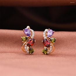 Dangle Earrings Dckazz 3-color Natural Zircon Fashion S-type Crystal Encrusted Rose Gold Colour Drop Earring For Woman Jewelry Gift