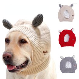 Dog Apparel Hats Ear Muffs Noise Protection Quiet Pet Ears Covers Knitted Hat Anxiety Relief Winter Warm Earmuffs For Medium Large Dogs