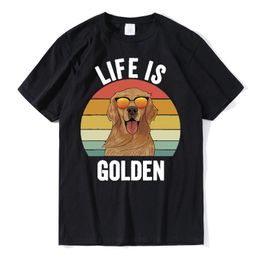 Men's T Shirts Life Is Golden Retriever Retro Dog Mom Unisex T-Shirt O-neck Cotton Short Sleeve Tee Fashion Lover Tops Soft Female Shirt