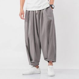 Ethnic Clothing Plus Size Men Wide Leg Pants Japanese Style Casual Cotton Linen Kimono Trousers Man Loose Jogger Chinese Baggy 30989