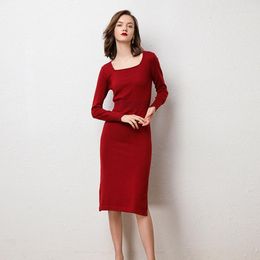 Casual Dresses 2022 Autumn Winter High-end Cashmere Women Long Sweater Dress Female Sleeve Loose Knitted Sweaters
