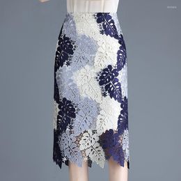 Skirts Printed Lace Skirt Women Summer 2022 High Waist And Mid-length Design Niche Hip Step Brand Clothes