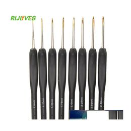 Craft Tools 8Pc/Set Black Hand Crochet Hook Knitting Needle Set Handle Needlework For Sweater Gloves Drop Delivery Home Garden Arts C Otbqu