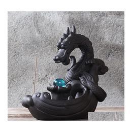 Sachet Bags Backflow Incense Burner Dragon Smoke Ceramic Censer Smell Use In The Home Office Teahouse Decoration Drop Delivery Garde Otu3Q