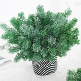 Decorative Flowers 4pcs Artificial Pine Diy Craft Xmas Wreath Christmas Tree Filler Branches Leaf Pick Evergreen