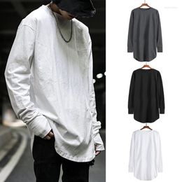 Men's T Shirts Men Solid Shirt Basic Plain Long Sleeve Tee Casual Hip Hop Swag Hem Crewneck Top Clothing Man Fashion Tshirt