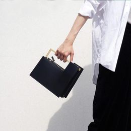 Evening Bags 2022 Elegant Woman Handbags PU Leather Messenger Box Shaped Bag Black Color Ladies Crossbody Shoulder Unique Tote