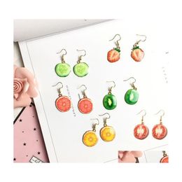 Dangle Chandelier Fruit Shaped Earring Lovely Apple Watermelon Stberry Kiwi Earrings For Woman And Girl Drop Delivery Jewelry Ot2Qn