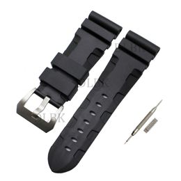 24mm 26mm Buckle 22mm Men Watch band Black Diving Silicone Rubber Strap Sport Bracelet Stainless Steel Pin Buckle for Panerai LU2823