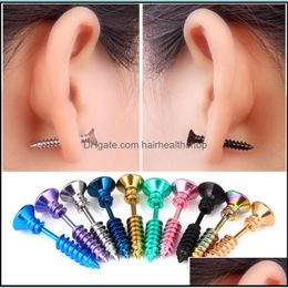 Body Arts Colorf Unisex Screw Earrings Titanium Steel Ear Studs Piercing Jewelry For Men And Women Drop Delivery Health Beauty Tattoo Dhseh