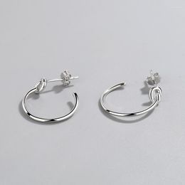 Stud Earrings Sterling Silver Ear Buckle Simple Personality Ring Kink Knotted Female Niche Design All-match Jewellery