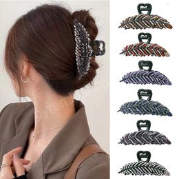 Fashion Tree Leaves Rhinestone Hair Claw Girls Shiny Hair Clip Geometric Barrettes Hairpin Retro Crystal Headwear Women