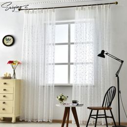 Curtain Korean Floral Embroidered Tulle For Living Room White Sheer Voile Window Curtains Bedroom Balcony Kitchen Decoration