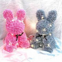 Dried Flowers Teddy Bear of Roses Valentine's Day Present Birthday Gift DIY Handmade Scrapbooking Wedding Home Decoration Foam Mould Wholesale Y2212