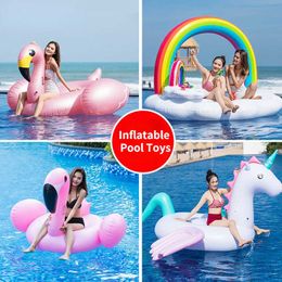 Life Vest Buoy Flamingo Swimming Ring Adult Children Water Mount Inflatable Toy Unicorn Large Floating Bed Floating Row Inflatable Pool Toys T221214