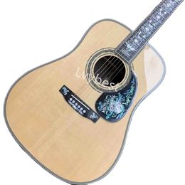 Lvybest Electric Guitar Custom Aaaaa All Solid Wood Black Finger D100AA Barrel Luxury Abalone Inlaid Folk Music Electric Wooden