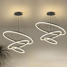Pendant Lamps Luxury Led Chandelier Adjustable Hanging Light High Brightness Rings Ceiling Living Room Dining Table Bedroom Ornament