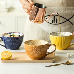 Mugs Oatmeal Coffee Breakfast Cup Retro Creative Ceramic Personality Dessert Hand-painted Card Mug