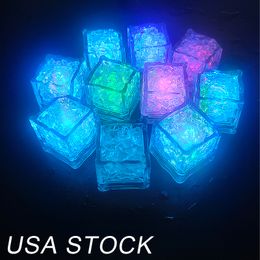 RGB cube lights Ice decor Cubes Flash Liquid Sensor Water Submersible LED Bar Light Up for Club Wedding Party Stock in usa Crestech