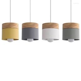 Pendant Lamps Modern Color Painting Lights Cord Hanging Lamp Wood Iron Shade Light Fixtures For Restaurant Coffee Bedroom E27 Socket