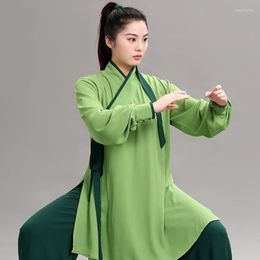 Ethnic Clothing Women&Men Tai Chi Uniform Chinese Style Long Sleeve Shirt&Pants Unisex Two Piece Suit Loose Wushu