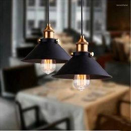 Pendant Lamps Retro Wrought Iron Pot Lid Lamp Restaurant Chandelier Bar Cafe Interior Home Decoration LED