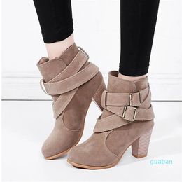 size 35-43 Autumn Winter Women Boots Casual Ladies shoes Martin boots Suede Leather ankle boots High heeled zipper Snow boot244K