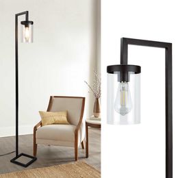 S Depuley Moderne LED Floor Industrial Standing Reading Lampe mit Glasschatten für Schlafzimmer studieren Raum Büro E26 Basis Black 1214