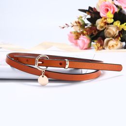 Belts Fashion Women Skinny Belt Designer Lady Narrow Waistband Quality Cow Leather Strap With Gold PIN Buckle Waist