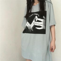 Men's T Shirts C.E Ghost Hand CAVEMPT Printing Fallow Baggy Round Neck Short Sleeve T-Shirt For Men And Women Fashion