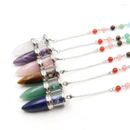 Pendant Necklaces YJXP Cone Shape Pendulum Chakra Natural Stone Gravel Chips Wishing Bottle Pendule For Dowsing Divination Jewelry