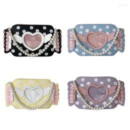 Evening Bags Lovely Candy Shape Crossbody Bag Transparent Love Polka Dot Shoulder With Pearl Chain Handbag For Women Girls