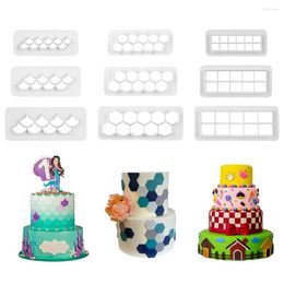 Baking Moulds 3Pcs/Set Cookie Fondant Cutters Square & Hexagon Geometric Biscuit For Birthday Cake Cupcake Decorating
