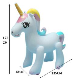 Life Vest Buoy Unicorn Ring Water Sprinkler Kids Toy for Outside Giant Inflatable Swimming Float Outdoor Fountain Beach Party Water Spray Toys T221215