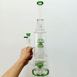 Green Glass Water Recycler Gigantic Bong Hookahs with Jellyfish Percolators Round Base Oil Dab Rigs for Smoking