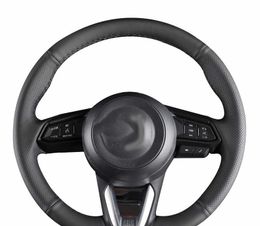 Car Steering Wheel Cover Cowhide Leather Braid Non-Slip Auto Interior Accessories For Mazda 3 CX-5 2017 Mazda CX-9 2016 2017