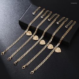 Link Bracelets 26 Alphabet Golden Heart Woman Anklet Bracelet Full Name Sandy Beach Fashion Foot Ring Female Sex Jewellery Accessories