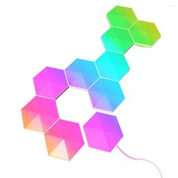 Wall Lamp Hexagon Lights RGB Sync With Music Smart LED Remote Built-in Mic 16 Million Colors Modular Panels DIY Gaming