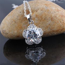 Chains RONGQING 1pcs/lot High Quality Plum Flower Pendant Zirconia Necklace Engagement Women Anti-allergy