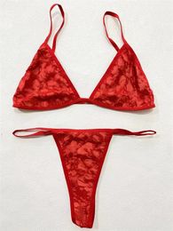 2023 Two Piece Bikini Windbreaker Women's Classic Swimsuit Women's Sexy Lace Letter Embroidery Set red