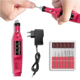 Power Professional Electric Manicure Machine Pen Pedicure Nail File Nail Tools 6 bits Drill Nail Drill Machine2903