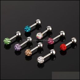 Body Arts Colorf Stainless Steel Piercing Jewellery Gem Tongue Lip Stud Cartilage Barbell Style Men And Women Drop Delivery Health Bea Oto36