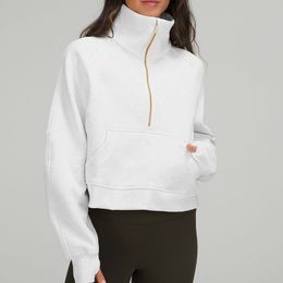 Women Designer Hoodie Yoga Stand collar hoodie fitness running Casual Fashion no cap pullover sweater sweatshirt Streetwear Loose Winter sweaters